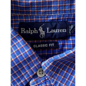 VTG Ralph Lauren Shirt Mens L Classic Fit Button down Long Sleeve Blue Plaid